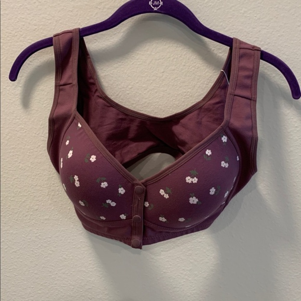 NEW Daisy Plum Bra with White Floral Pattern.